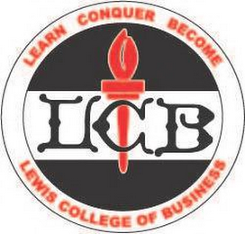 LEARN CONQUER BECOME LEWIS COLLEGE OF BUSINESS LCB logo
