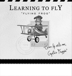 LEARNING TO FLY "FLYING FROG " 2 FRANCS 2 AEROPOSTALE 1919 TOULOUSE "COME FLY WITH ME CAPTAIN FROGGIE" logo