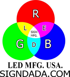 LED MFG. USA. SIGNDADA.COM R G B L E D SIGN MFG logo