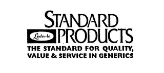 LEDERLE STANDARD PRODUCTS THE STANDARD FOR QUALITY, VALUE & SERVICE IN GENERICS logo