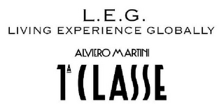 L.E.G. LIVING EXPERIENCE GLOBALLY ALVIERO MARTINI 1'CLASSE logo
