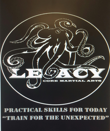 LEGACY CORE MARTIAL ARTS PRACTICAL SKILLS FOR TODAY "TRAIN FOR THE UNEXPECTED" logo
