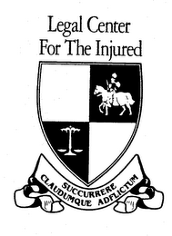 LEGAL CENTER FOR THE INJURED SUCCURRERECLAUDUMQUE ADFLICTUM logo