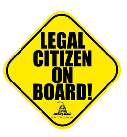 LEGAL CITIZEN ON BOARD! DON'T TREAD ON ME logo