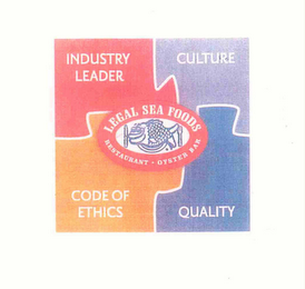LEGAL SEA FOODS RESTAURANT OYSTER BAR INDUSTRY LEADER CULTURE CODE OF ETHICS QUALITY logo