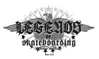 LEGENDS OF SKATEBOARDING "IN BOARDS WE TRUST" SINCE 1976 logo