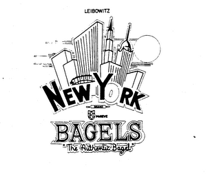 LEIBOWITZ NEW YORK BRAND PAREVE BAGELS " THE AUTHENTIC BAGEL" logo