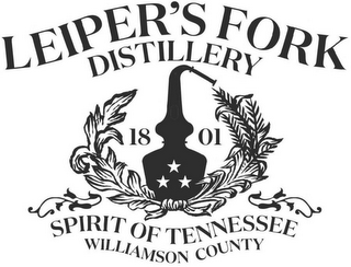 LEIPER'S FORK DISTILLERY 1801 SPIRIT OF TENNESSEE WILLIAMSON COUNTY logo