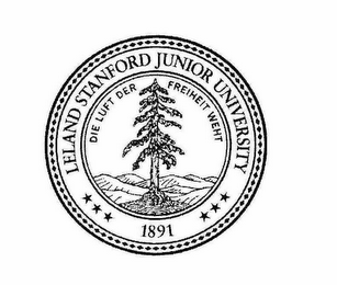LELAND STANFORD JUNIOR UNIVERSITY DIE LUFT DER FREIHEIT WEHT ORGANIZED 1891 logo