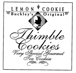 LEMON COOKIE BUCKLEY'S ORIGINAL THIMBLE COOKIES VERY SPECIAL GOURMET TEA COOKIES logo