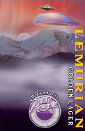 LEMURIAN GOLDEN LAGER BREWED WITH 100% PURE MOUNT SHASTA SPRING WATER logo