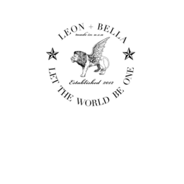 LEON + BELLA LET THE WORLD BE ONE MADE IN U.S.A ESTABLISHED 2012 logo