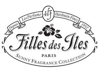 LES PARFUMS HARDOUIN-FINEZ DEPUIS 1952 FILLES DES ILES PARIS SUNNY FRAGRANCE COLLECTION HF logo