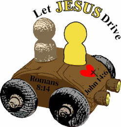 LET JESUS DRIVE ROMANS 8:14 JOHN 14:6 logo