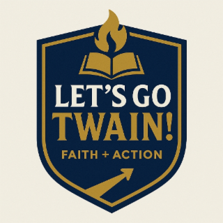 LET'S GO TWAIN! FAITH + ACTION logo