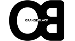 LETTERS O AND B (MIRROR IMAGE) AND WORDS - ORANGEBLACK logo