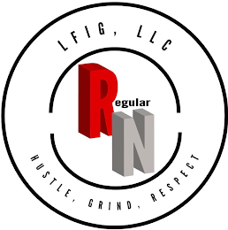 LFIG, LLC REGULAR N HUSTLE, GRIND, RESPECT logo