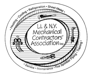 L.I. & N.Y. MECHANICAL CONTRACTORS' ASSOCIATION INC. HEATING COOLING REFRIGERATION SHEET METAL SERVICE MAINTENANCE FIRE SPRINKLER PIPING TRAINING logo