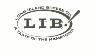 LIB! LONG ISLAND BREEZE CO. A TASTE OF THE HAMPTONS logo