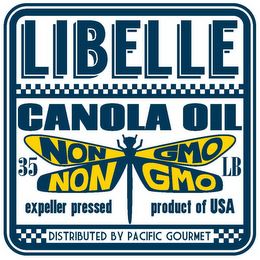 LIBELLE CANOLA OIL 35 NON GMO LB EXPELLER PRESSED PRODUCT OF USA DISTRIBUTED BY PACIFIC GOURMET logo