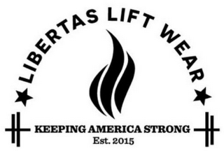 LIBERTAS LIFT WEAR AND KEEPING AMERICA STRONG EST. 2015 logo
