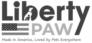 LIBERTY PAW MADE IN AMERICA, LOVED BY PETS EVERYWHERE logo