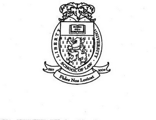 LIBERTY UNIVERSITY SCHOOL OF LAW FIDES NOS LORICAT SOLU DOE GLORIA logo