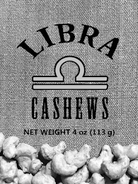 LIBRA CASHEWS NET WEIGHT 4 OZ (113 G) logo