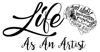 LIFE AS AN ARTIST HAIR STYLIST INNOVATION PAINTER PLANNING CREATIVE IDEA DESIGN MAKE UP ARTIST BUSINESS COURAGE CONCEPT logo