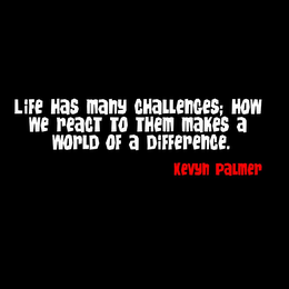LIFE HAS MANY CHALLENGES; HOW WE REACT TO THEM MAKES A WORLD OF A DIFFERENCE. KEVYN PALMER logo