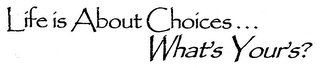 LIFE IS ABOUT CHOICES... WHAT'S YOUR'S? logo
