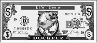 $ $ $ $ LIFE'S CYCLE 20 D T 161098 D K 20 EIGHT T 161098 D K 20 DUCKEEZ SERIES 2017 DUCKEEZ 20 DUCKEEZ logo