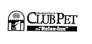 LIFESTYLES FOR YOUR PET. CLUB PET THE "RELAX INN" logo