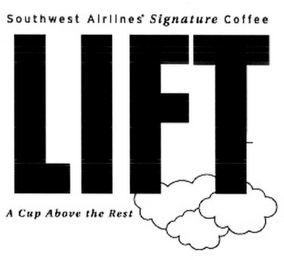 LIFT SOUTHWEST AIRLINES' SIGNATURE COFFEE A CUP ABOVE THE REST logo