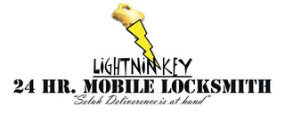 LIGHTNINKEY 24HR. MOBILE LOCKSMITH "SELAH DELIVERANCE IS AT HAND" logo