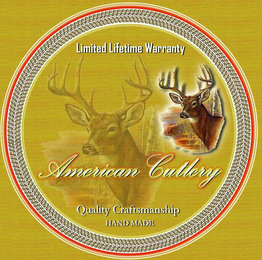 LIMITED LIFETIME WARRENTY AMERICAN CUTLERY QUALITY CRAFTMANSHIP HAND MADE logo