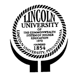LINCOLN UNIVERSITY OF THE COMMONWEALTH SYSTEM OF HIGHER EDUCATION 1972 FOUNDED 1854 LINCOLN UNIVERSITY, PENNSYLVANIA logo