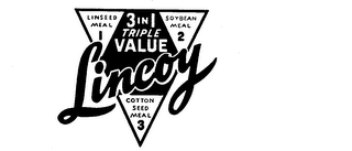 LINCOY TRIPLE VALUE LINSEED MEAL SOYBEAN MEAL COTTON-SEED MEAL logo