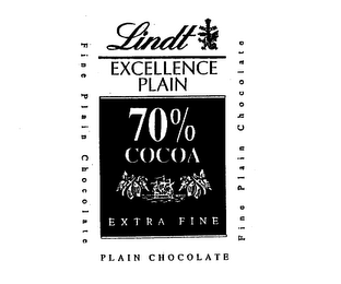 LINDT EXCELLENCE PLAIN 70% COCOA EXTRA FINE FINE PLAIN CHOCOLATE PLAIN CHOCOLATE logo