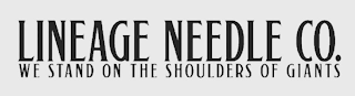 LINEAGE NEEDLE CO. WE STAND ON THE SHOULDERS OF GIANTS logo
