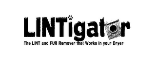 LINTIGATOR THE LINT AND FUR REMOVER THAT WORKS IN YOUR DRYER logo