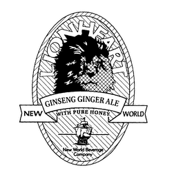 LIONHEART NEW WORLD GINSENG GINGER ALE WITH PURE HONEY NEW WORLD BEVERAGE COMPANY logo