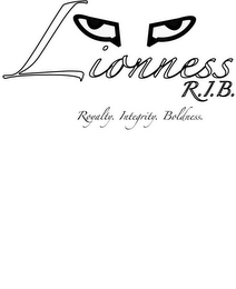 LIONNESS R.I.B. ROYALTY. INTEGRITY. BOLDNESS. logo