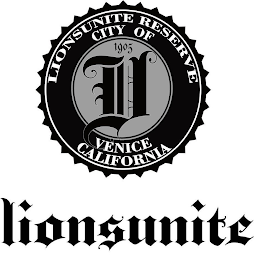 LIONSUNITE RESERVE CITY OF VENICE CALIFORNIA V 1905 LIONSUNITE logo