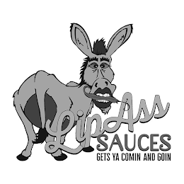 LIP ASS SAUCES GETS YA COMIN AND GOIN logo