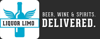 LIQUOR LIMO BEER, WINE & SPIRITS. DELIVERED. logo