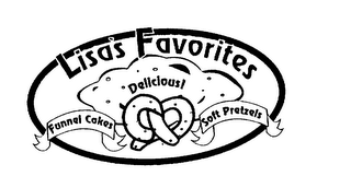 LISA'S FAVORITES FUNNEL CAKES DELICIOUS! SOFT PRETZELS logo