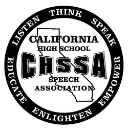 LISTEN THINK SPEAK EDUCATE ENLIGHTEN EMPOWER CALIFORNIA HIGH CHSSA SPEECH ASSOCIATION logo