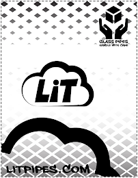 LIT LITPIPES.COM GLASS PIPES HANDLE WITH CARE logo