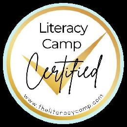 LITERACY CAMP CERTIFIED WWW.THELITERACYCAMP.COM logo